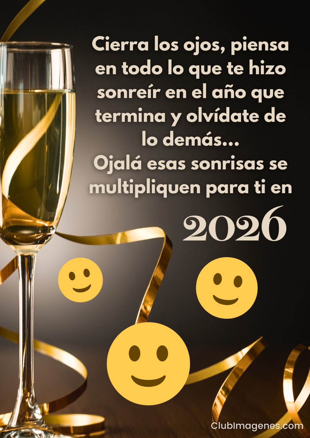 Copa de champán, cintas doradas y un mensaje de esperanza para 2026