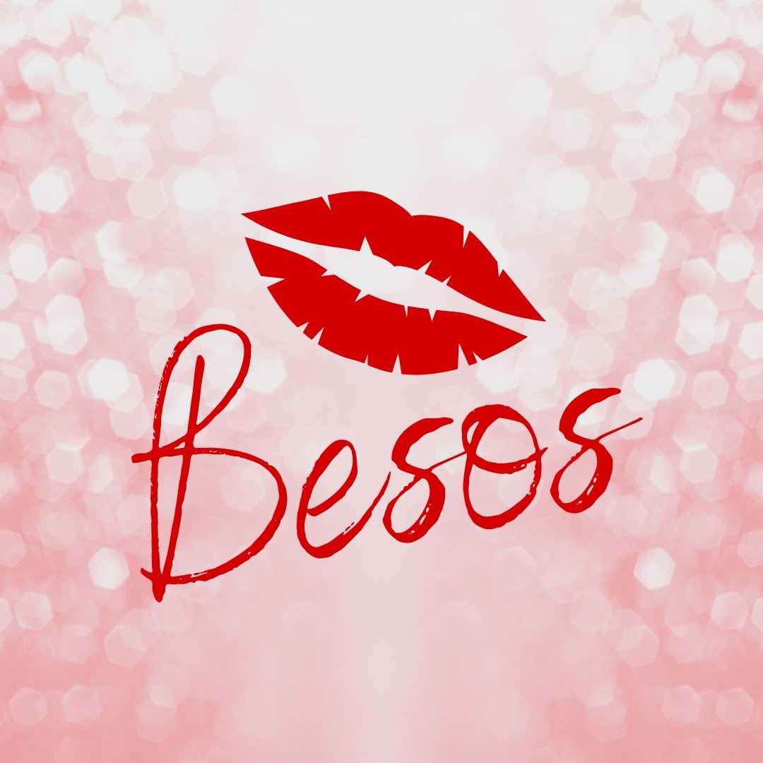 forma de labios de beso rojo con palabra: besos