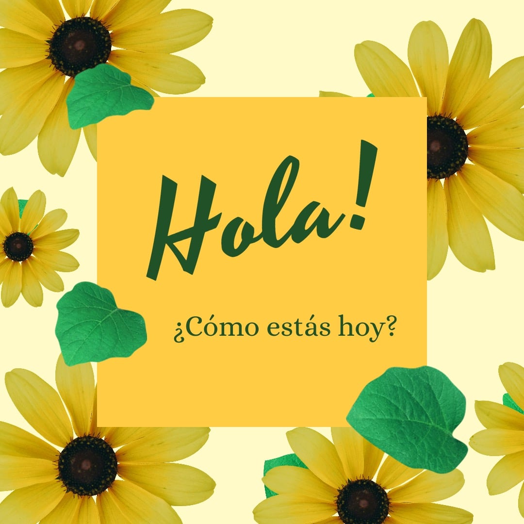 bonitas flores amarillas con texto: hola! ¿cómo estás hoy?