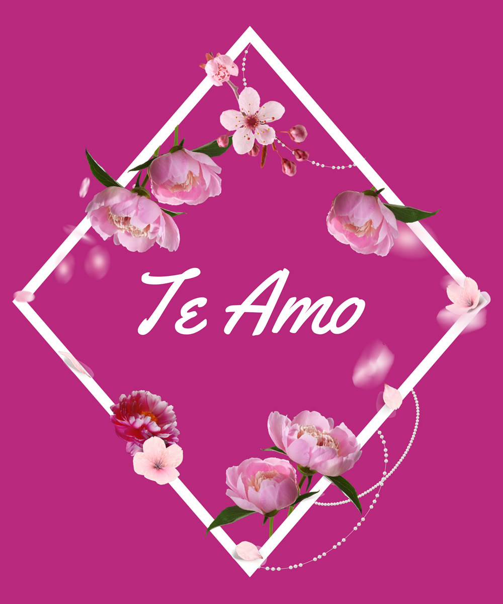 marco de flor rosa con texto: te amo