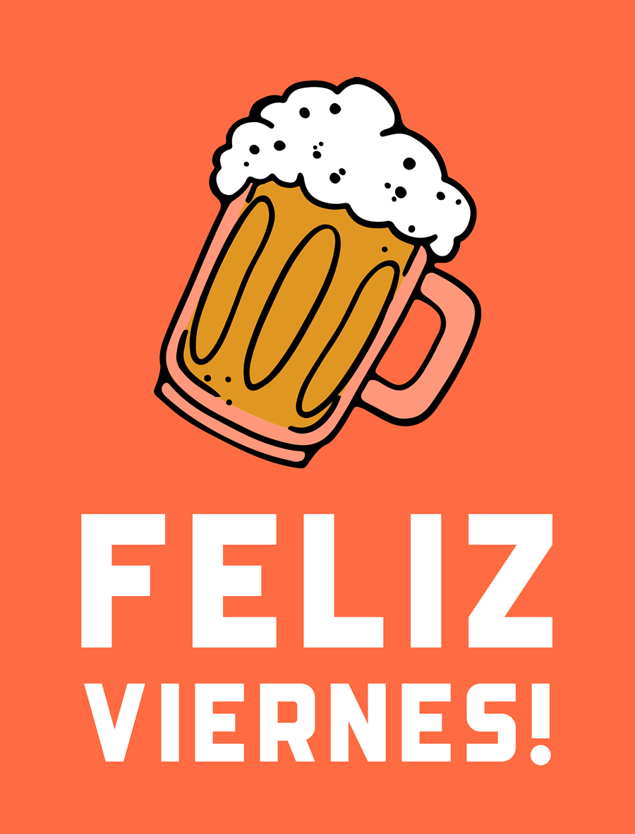 caricatura de cerveza con las palabras feliz viernes